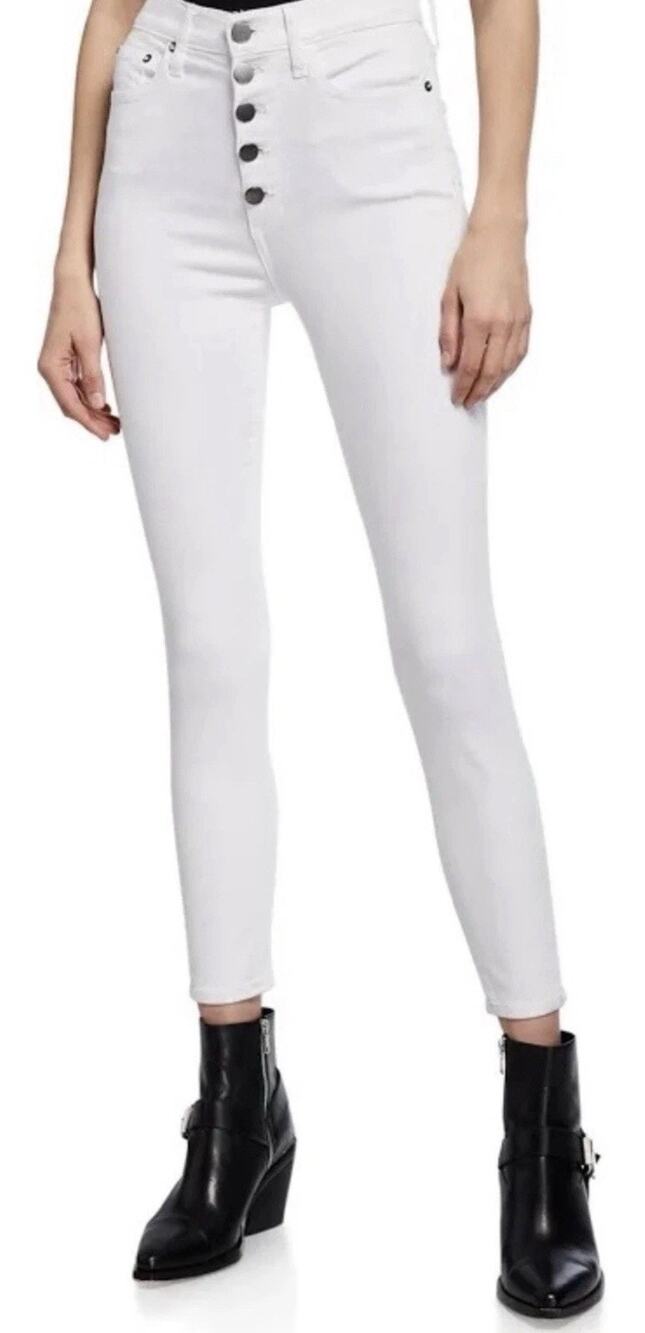 Alice + Olivia Jeans Womens 27 White Skinny High Waist Button Fly Coastal Pants